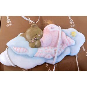 Like New 1997 Roman, Inc Baby Girl Bear Ornament Roselle Illinois USA BOX #84101